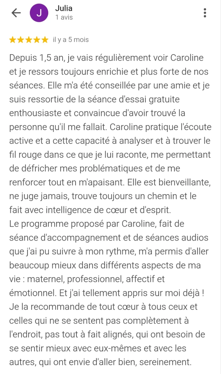 Témoignage programme coaching APAISÉE